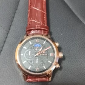 Brown Leather Casual Quartz Watch photo review