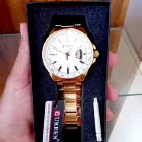 Man Brand Luxury Watch Gold White Top Brand CURREN Watches Stainless Steel Quartz Wristwatch Auto Date Clock Male Relogio photo review