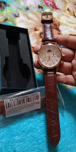 Brown Leather Casual Quartz Watch photo review