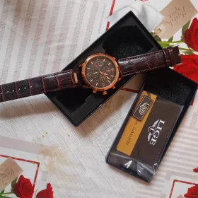 Brown Leather Casual Quartz Watch photo review